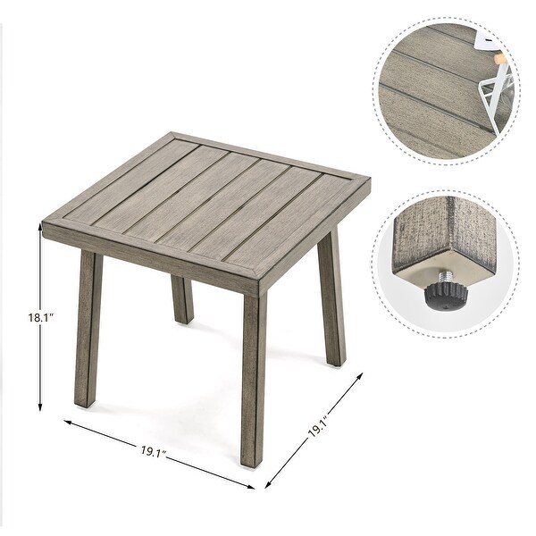 3Piece Aluminum Patio Conversation Set with End Table and Cushions