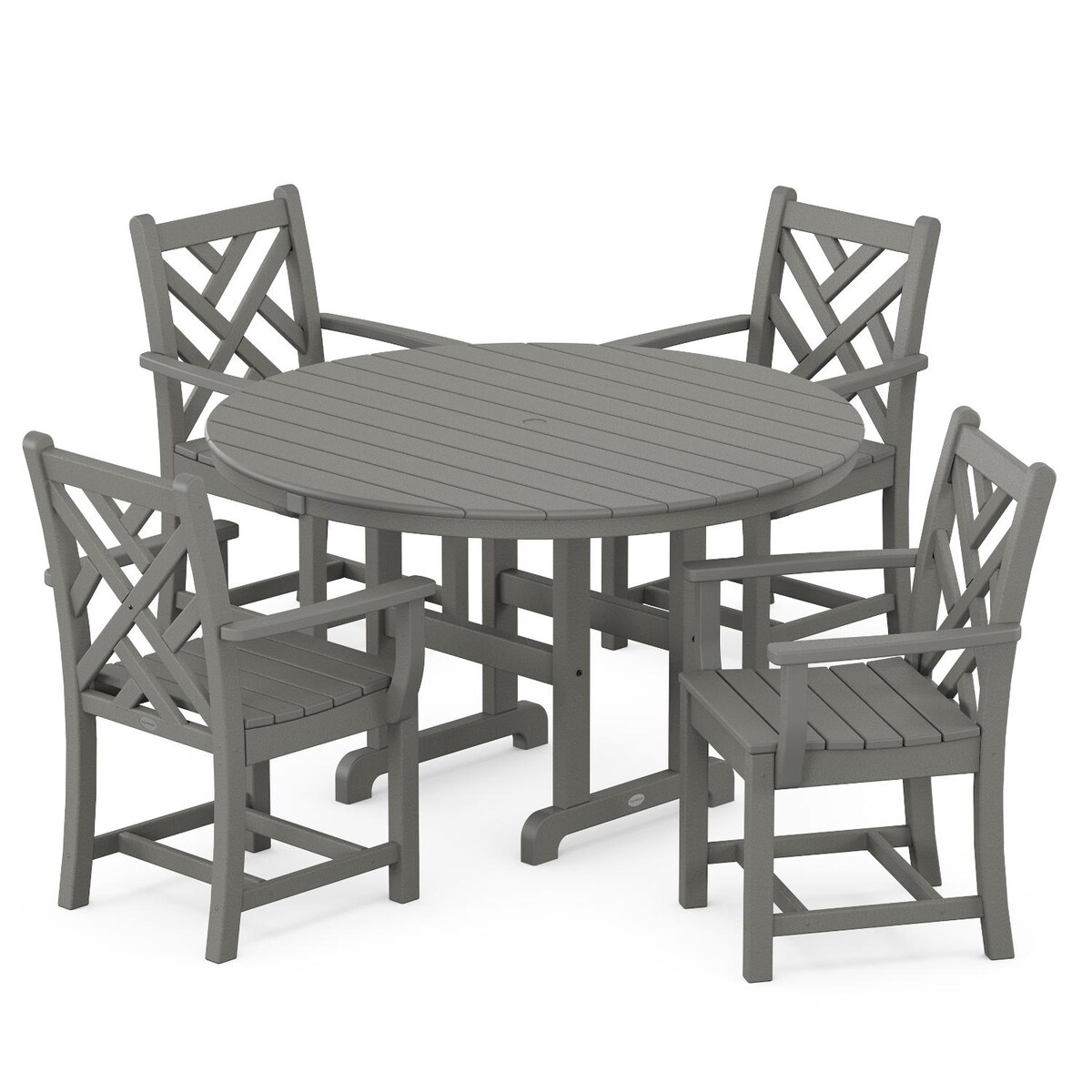 POLYWOOD Chippendale 5-Piece Round Arm Chair Dining Set