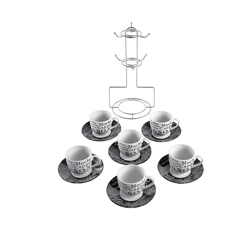 Gibson 65631.13RM Home Expressions Espresso Saucer and Cup Set w/ Stand， 13 Pieces