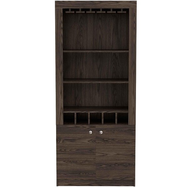 2-Door Bar Cabinet with 3 Shelves and 5 Cubbies