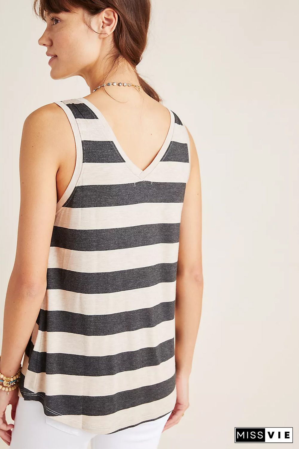 Striped V Neck Tank Top