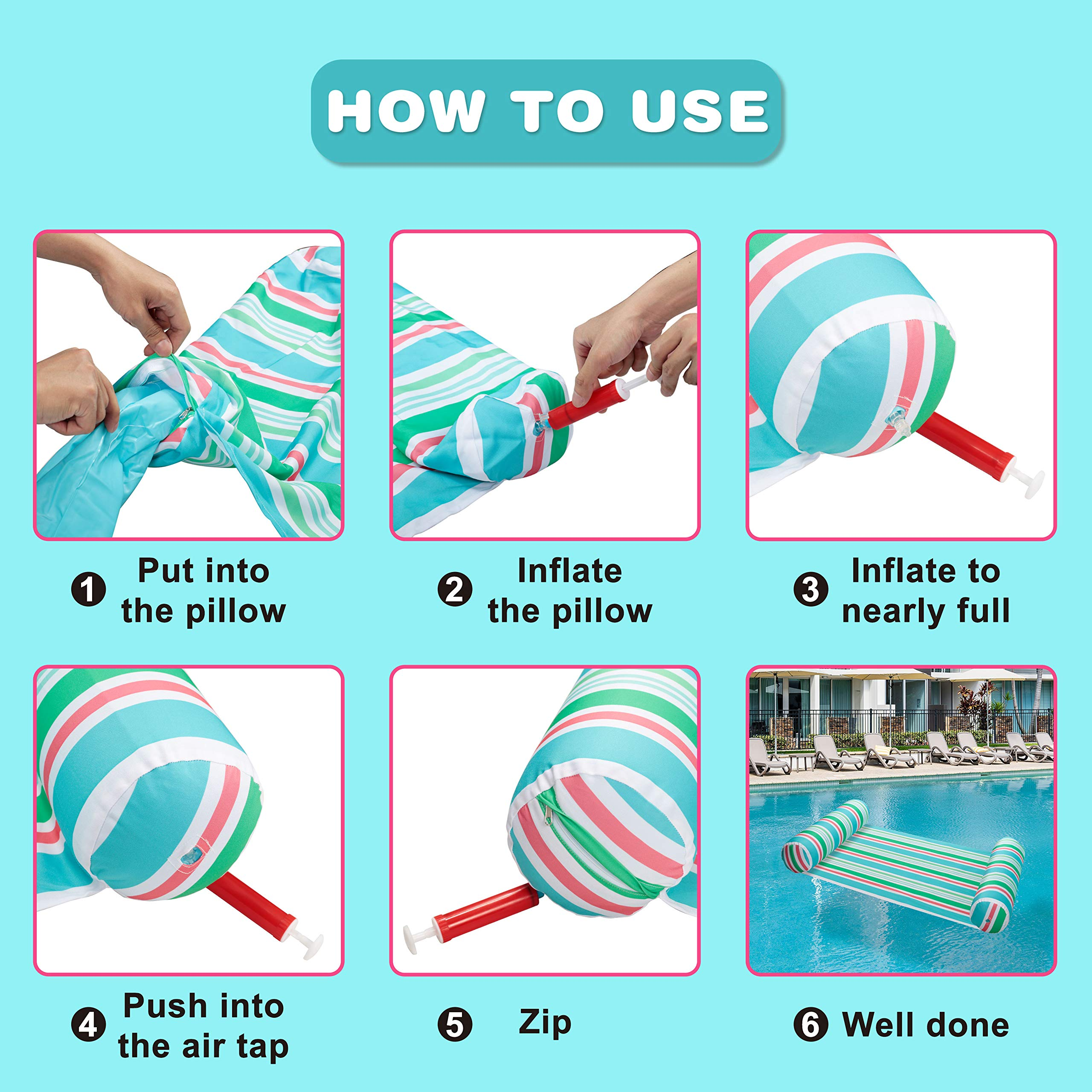 Clearance - Inflatable Pool Stripes Hammock, 3 Pieces