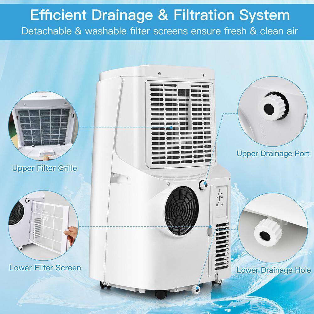 Costway 9000 BTU Portable Air Conditioner 3-in-1 Air Cooler Fan Dehumidifier with Remote in White ES10114US-WH