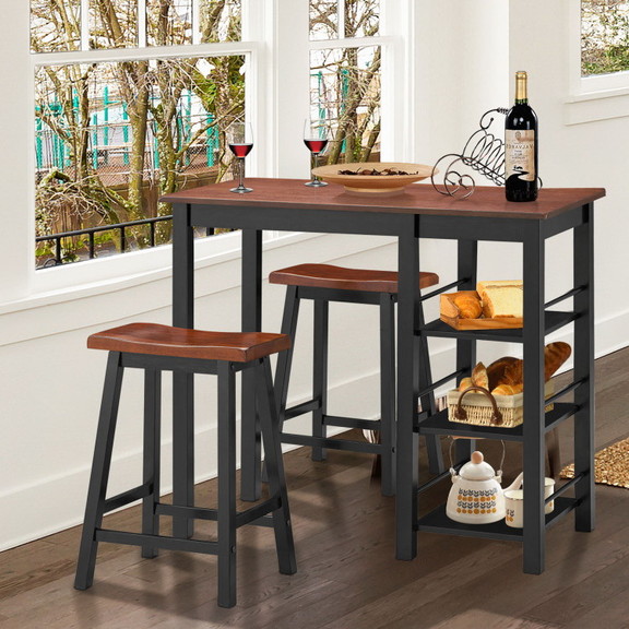 Costway 74968250 3 Piece Counter Height Dining Tab...