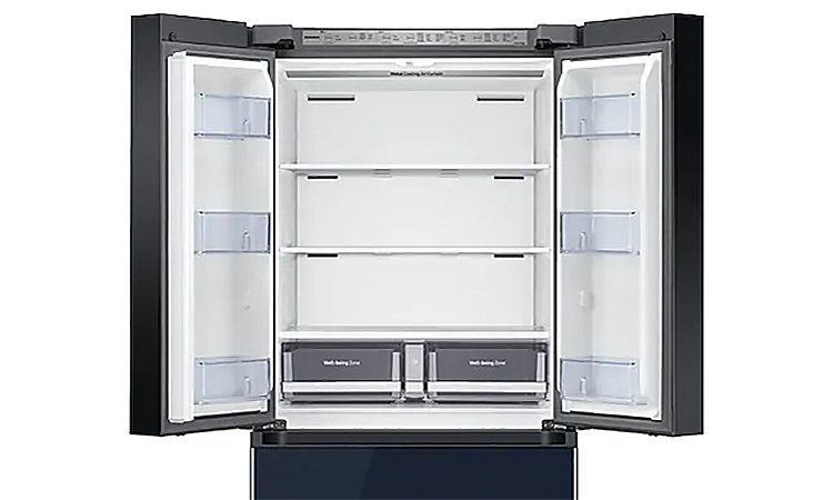  17.3 Cu. Ft. White-Navy Glass Smart Kimchi and Specialty 4-Door French Door Refrigerator