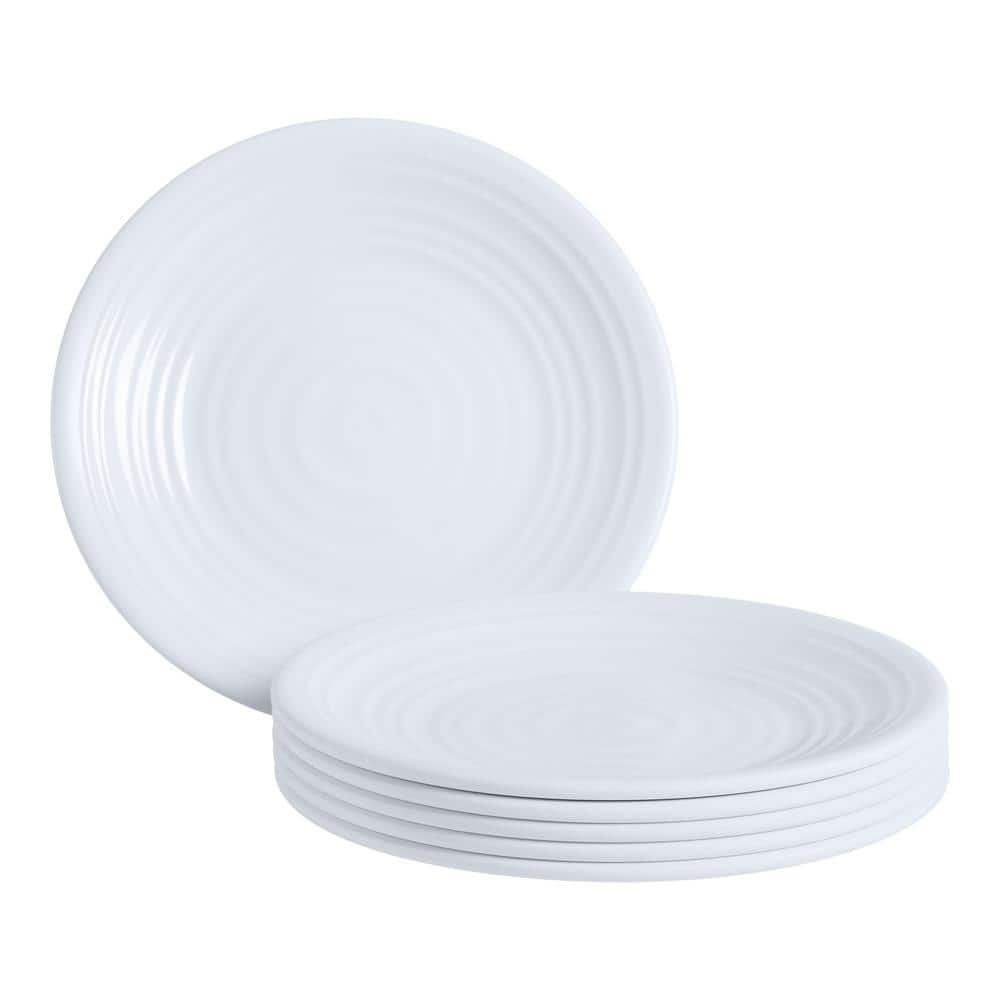 StyleWell Taryn Melamine Salad Plates in Ribbed Solid White (Set of 6) FF5879WHT