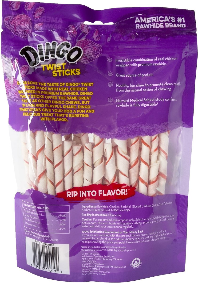 Dingo Twist Sticks Dog Treats， 50 count