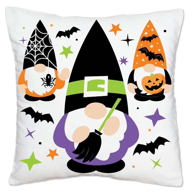 Big Dot Of Happiness Halloween Gnomes Spooky Fall Party Home Decorative Canvas Cushion Case Throw Pillow Cover 16 X 16 Inches