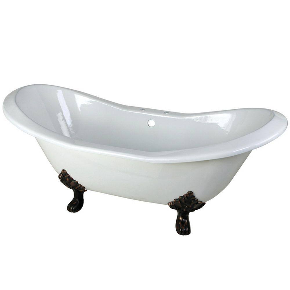 Aqua Eden 72 in. Cast Iron Double Slipper Clawfoot Bathtub in Oil Rubbed Bronze YVCT7D7231NC5