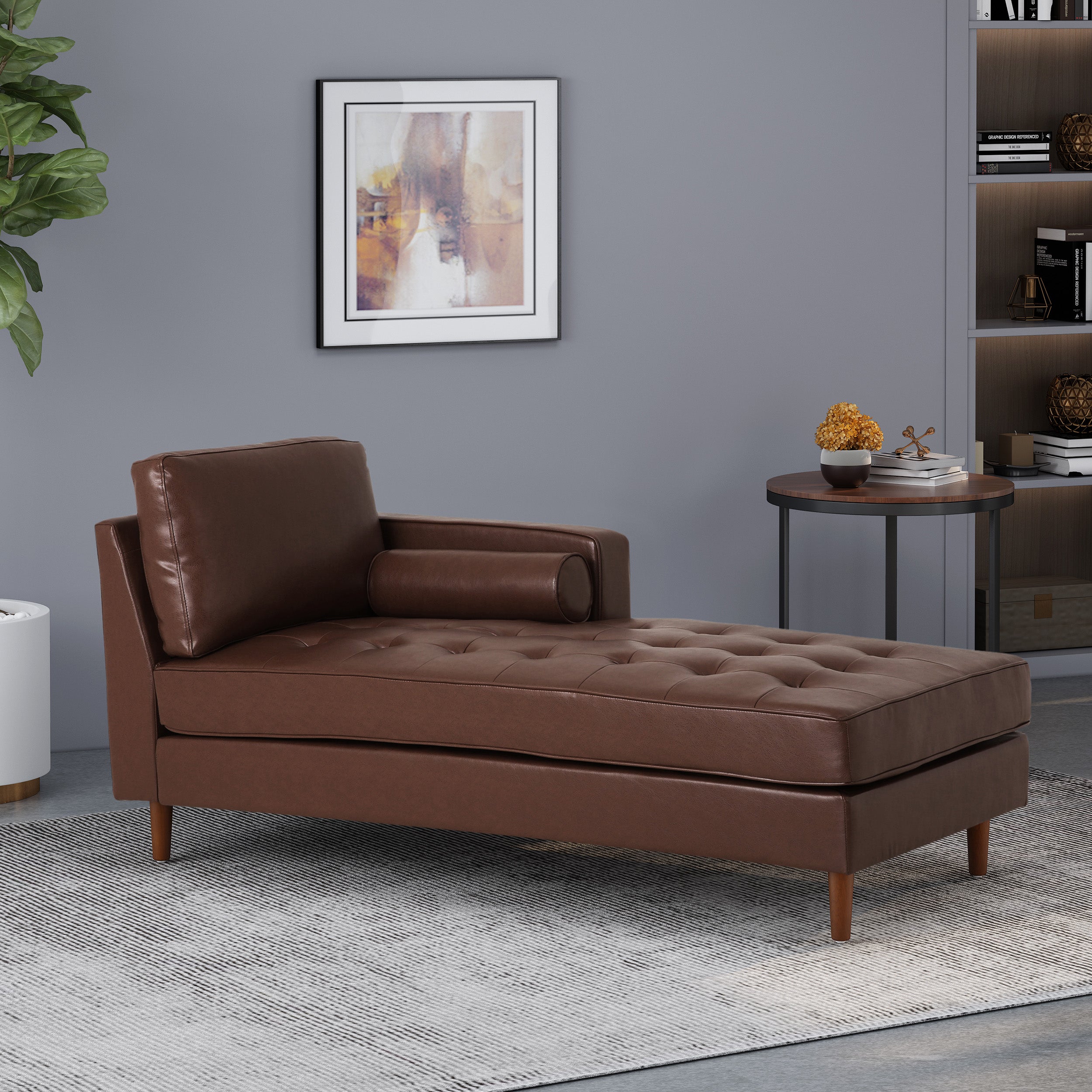 Hixon Contemporary Tufted Upholstered Chaise Lounge