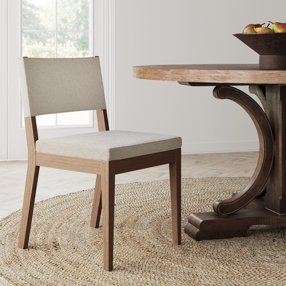 Linus Modern Upholstered Dining Chair  Solid Rubberwood Legs