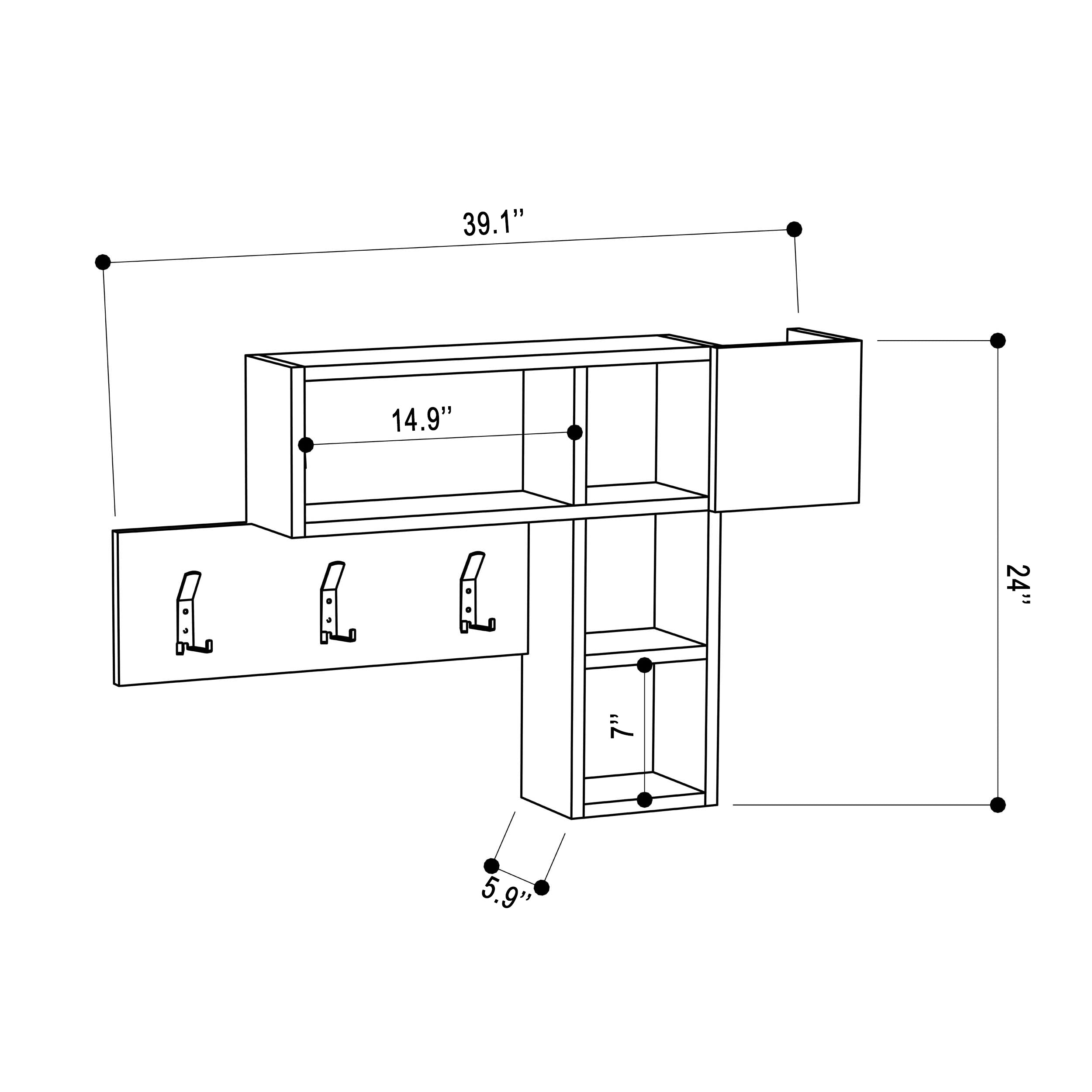 Ada Home Decor Furniture Halsted White Wall Coat Rack with Shelf