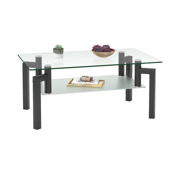 Rectangle Black Clear Glass Coffee Table