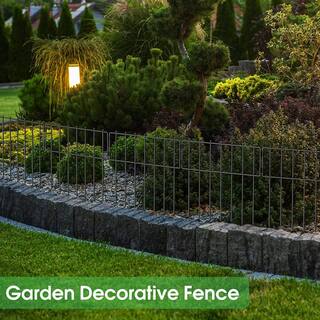 Oumilen (10-Pack) Barrier Fence Total 16.7 in. H x 10.8 ft. L Decorative Garden Fence Rustproof Metal Barrier Fence T Shaped LT-K237