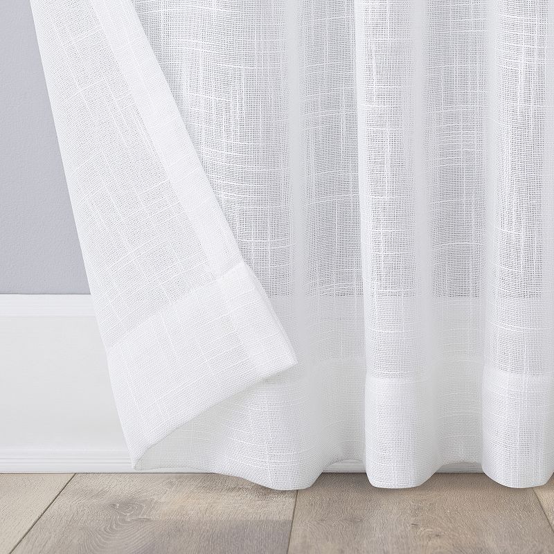 No. 918 Ceri Linen Texture Jute Tabs Semi-Sheer Tab Top Window Curtain