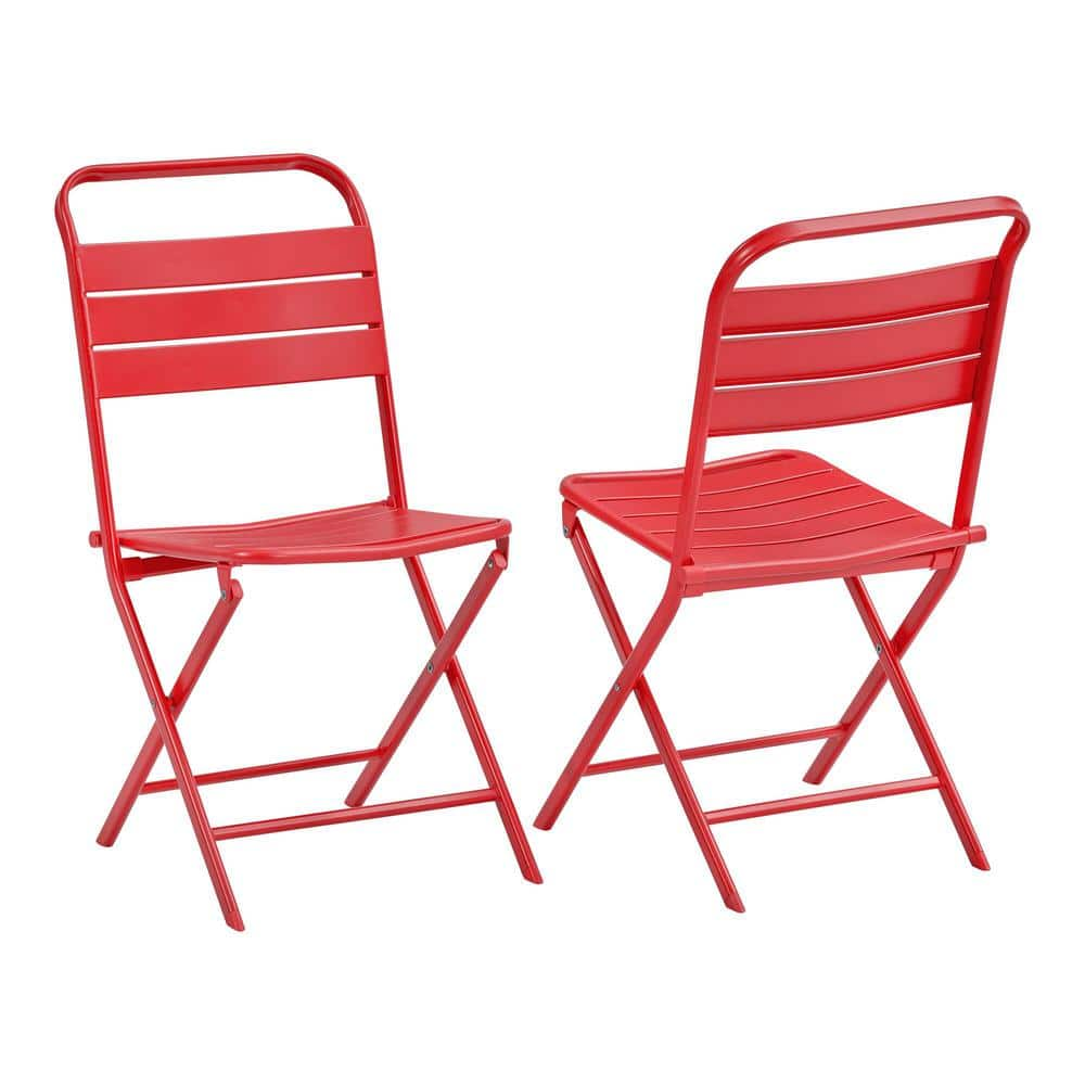 StyleWell Mix and Match Ruby Folding Steel Outdoor Patio Chair (2-Pack) FDS40096E-2PKRB