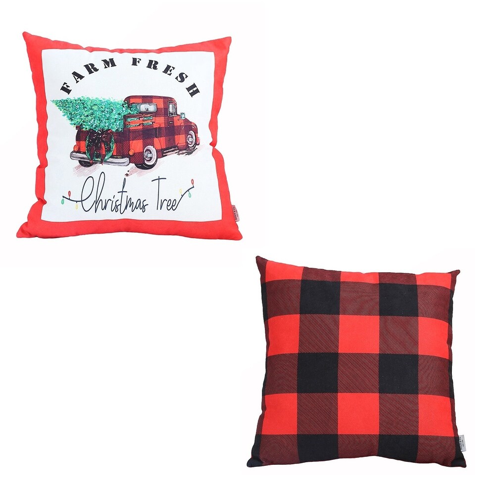 Christmas Square Printed Throw Pillow Covers (Set of 2)