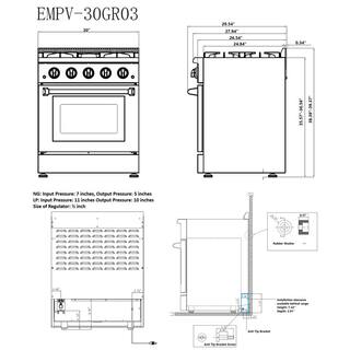 Empava 30 in. 4.2 cu. ft. Slide-In Single Oven Gas Range with 4 Sealed Burners in Stainless Steel EPV-30GR03