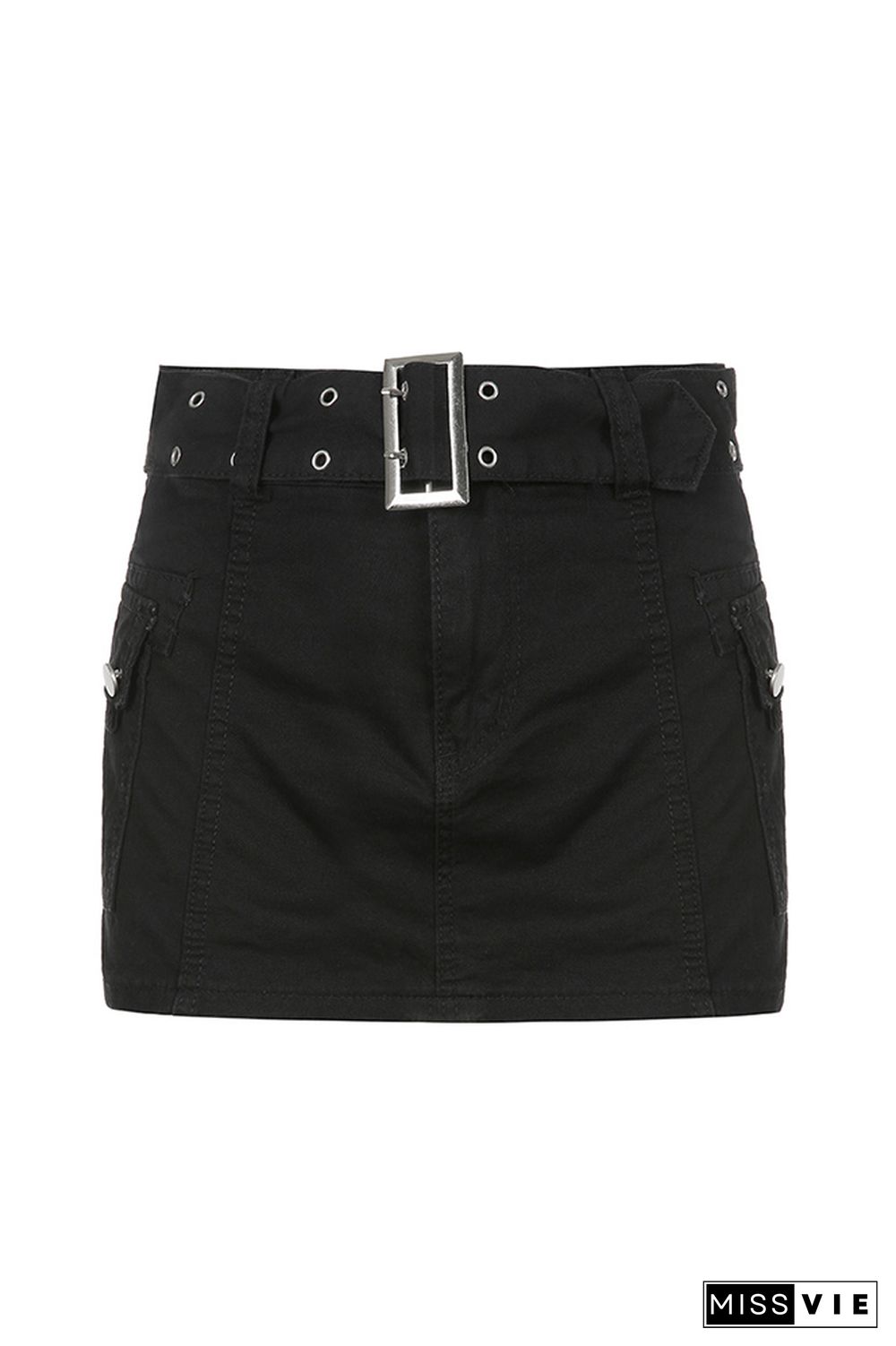 Washed Denim Mini Skirt With Belt Wholesale