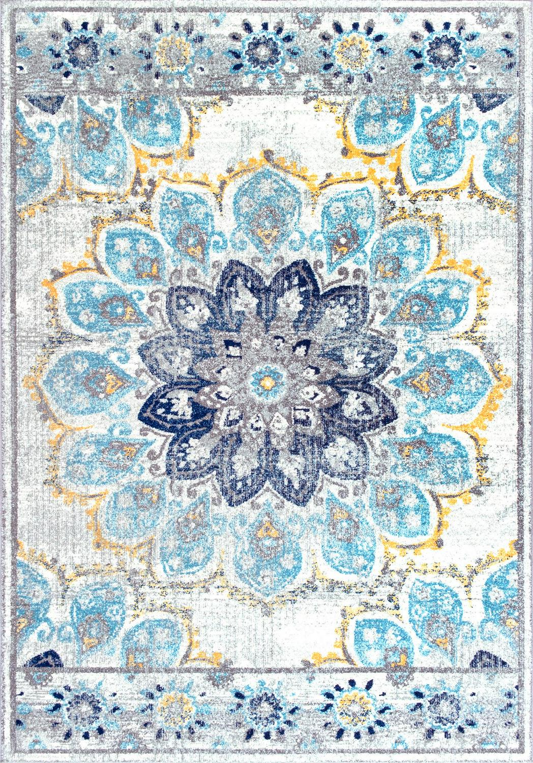 nuLOOM Kiyoko Vintage Floral Area Rug， 6and#8242; 7 x 9and#8242;， Blue