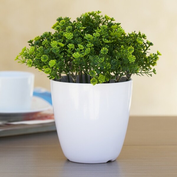 Enova Home Artificial Greenery Fake Plants in White Pot for Home Office Decoration