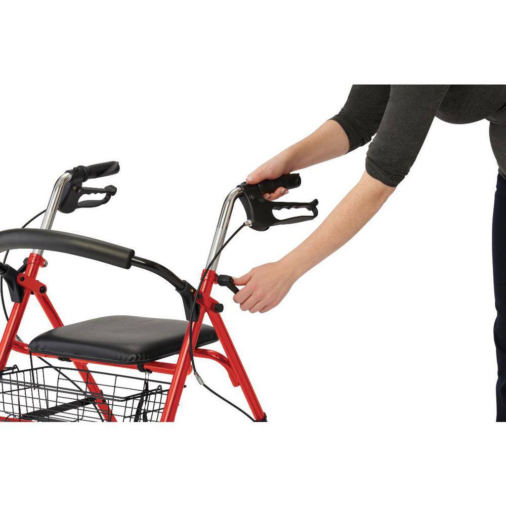 Steel Rollator with 8 in. Wheels Knockdown Basket in Red MDS86860ERS8