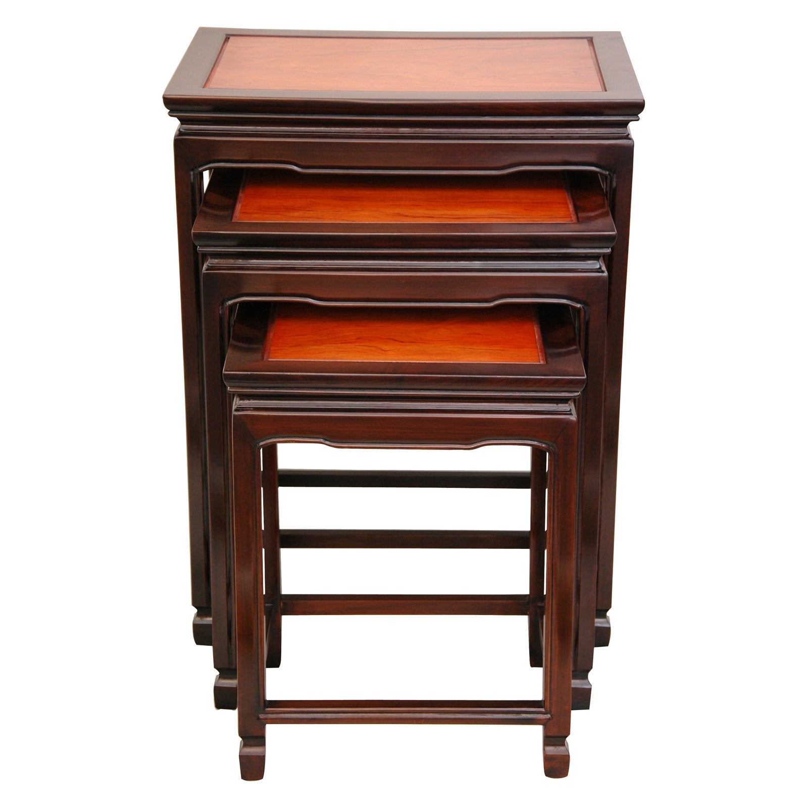 Oriental Furniture Rosewood Nesting Tables in Antique Black