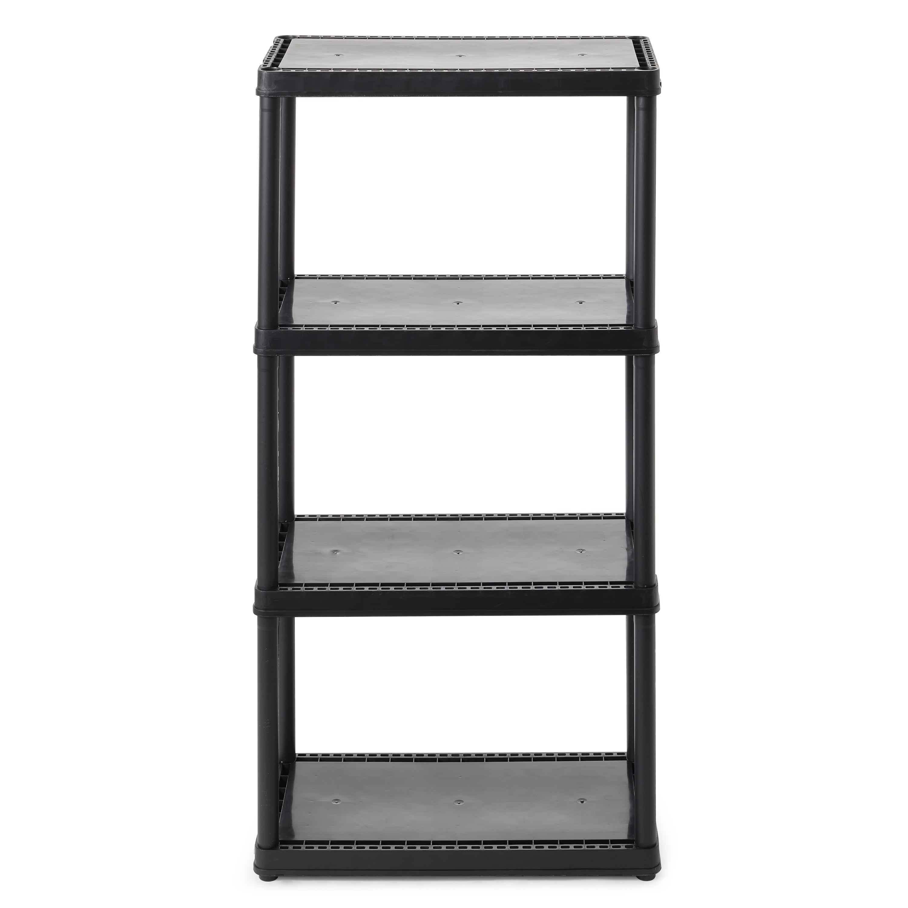 Gracious Living 4 Shelf Fixed Height Solid Resin Organizing Storage Unit, Black