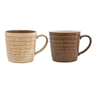 Denby Studio Craft 13.5 oz. Brown Stoneware Ridged Mug (Set of 2) CRFT-1122