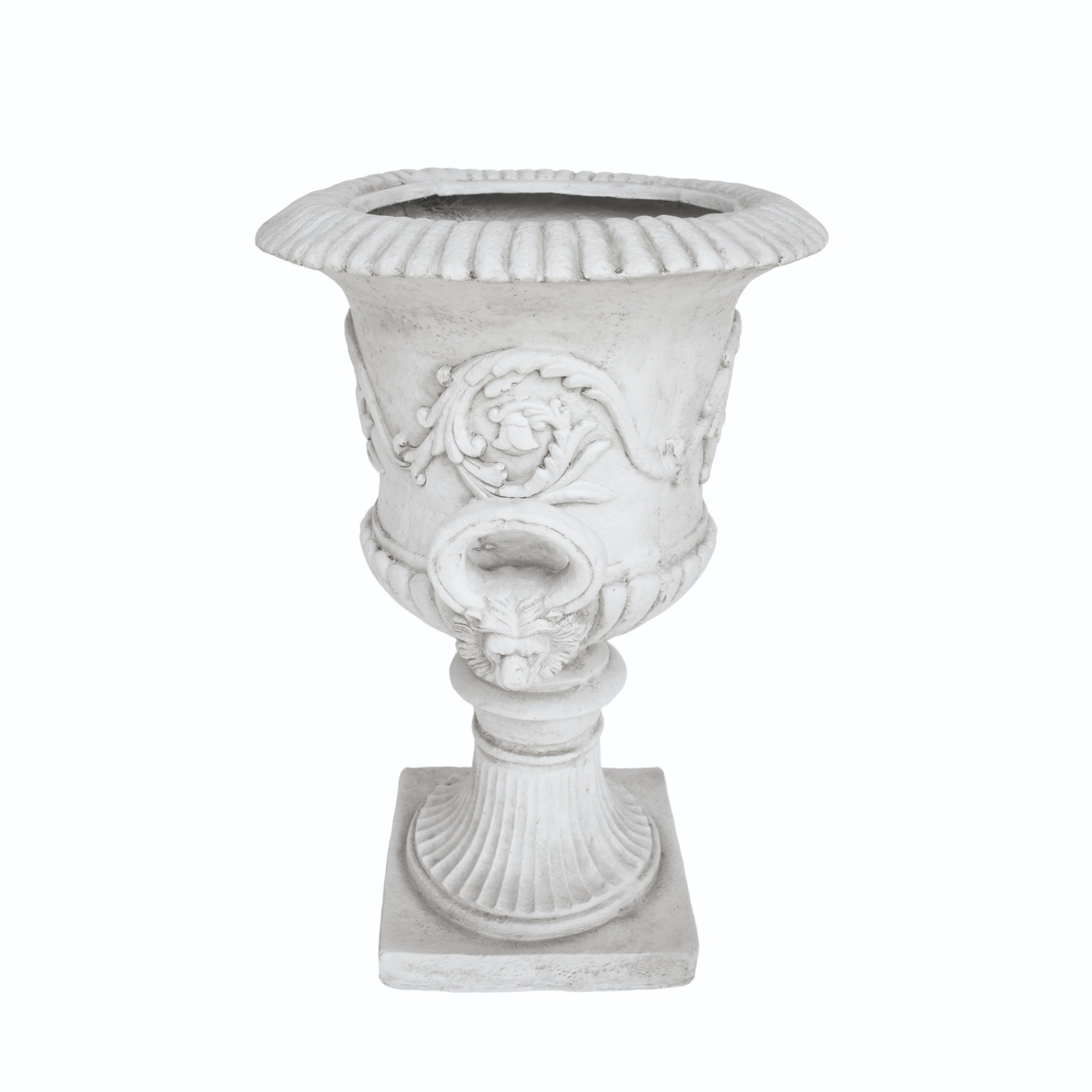 Joa Chalice Garden Urn Planter, Roman, Botanical, Lightweight Concrete