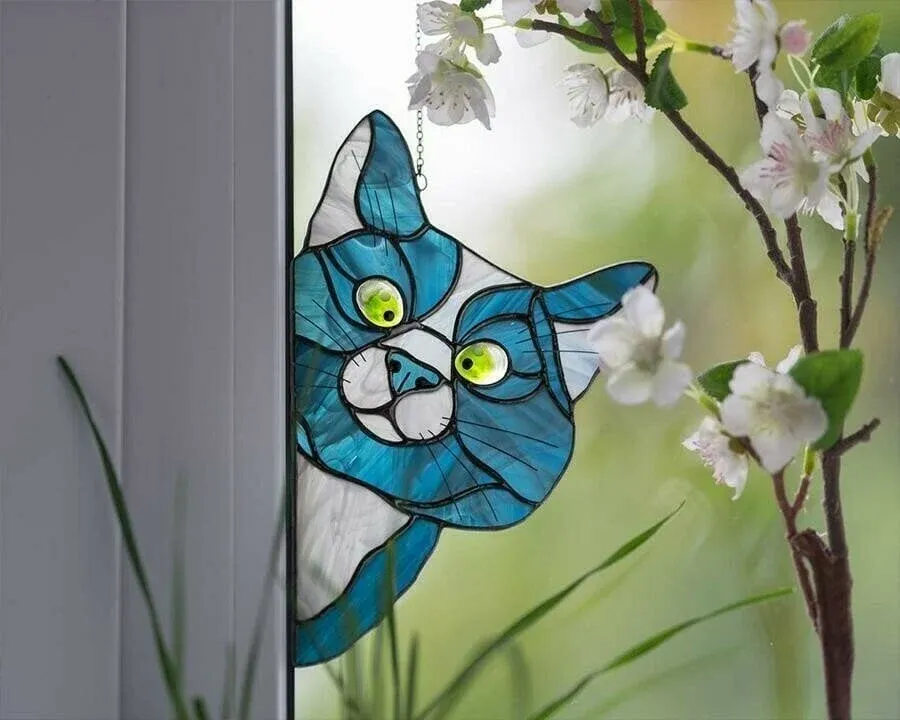 🔥 BIG SALE - 40% OFF🔥🔥Hot Sale-😻Handmade Stain Cat Suncatc