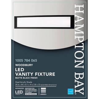 Hampton Bay Woodbury 24.5 in. Matte Black LED Vanity Light Bar IQP1381L-4BK