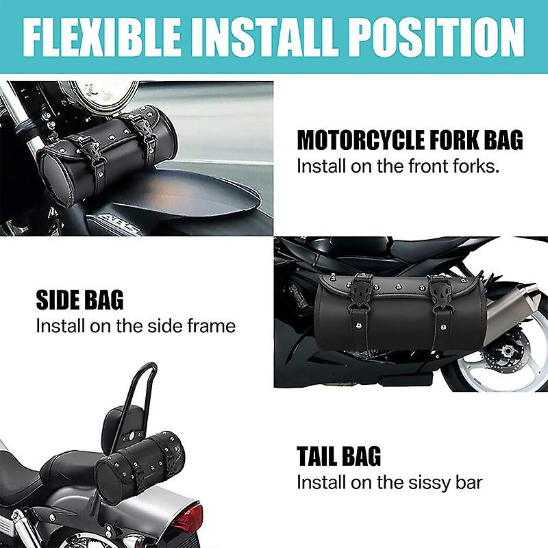 Motorcycle Saddlebag Roll Barrel Bag Universal Storage Tool Pouch For Harley OZ