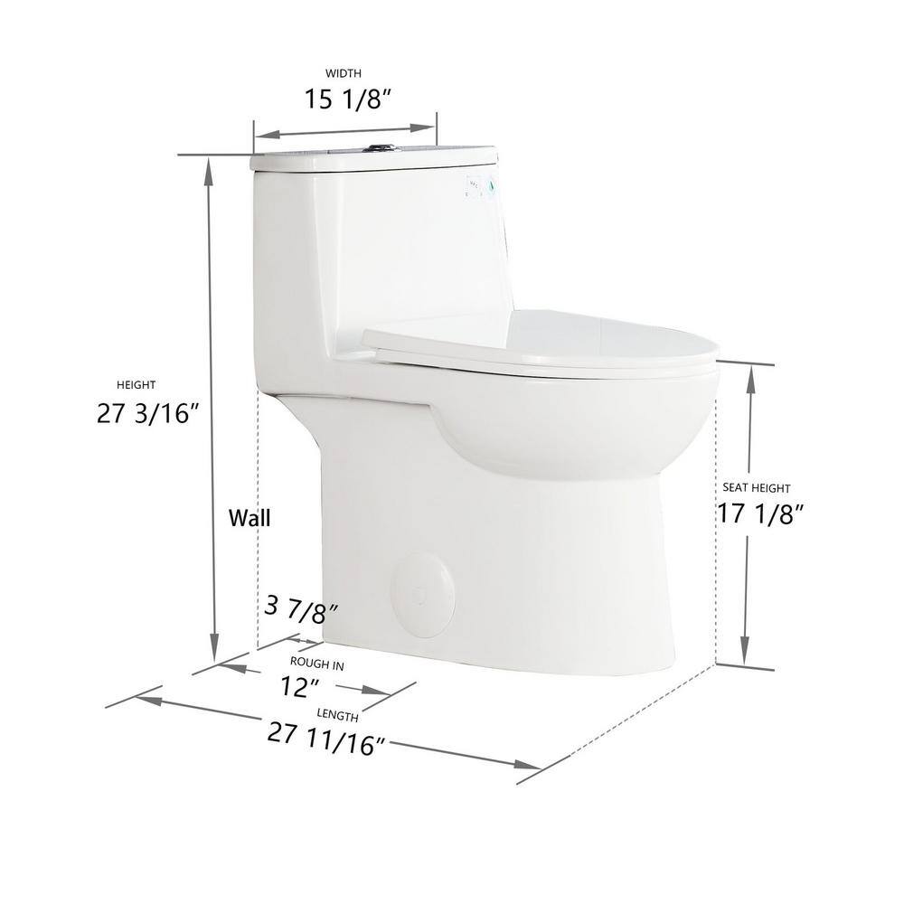 Hanikes One-Piece 1.11.6 GPF Dual Flush Elongated Toilet in White Seat Included WaterSense Toilet AR134E