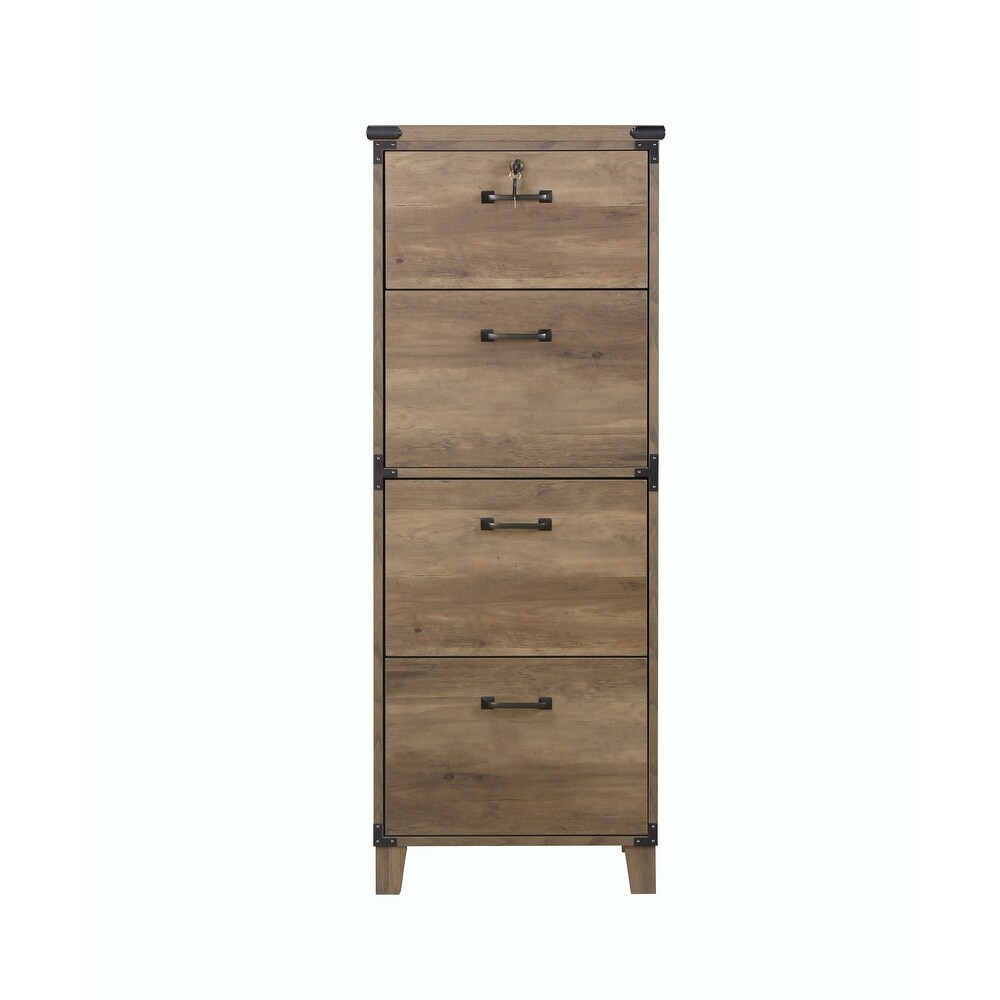 Oxford Farmhouse Rustic Oak 4 Drawer Lateral File