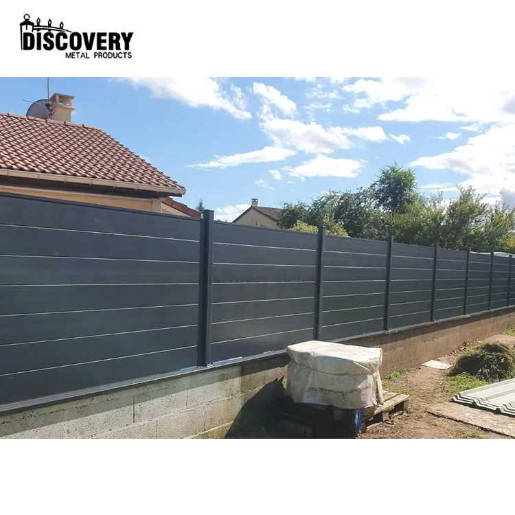 factory custom high quality aluminum dark grey color privacy fence for garden