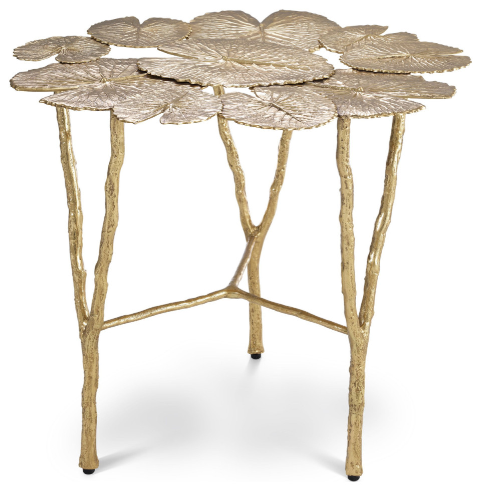 Gold Water Lilies Side Table  Eichholtz Tropicale   Contemporary   Side Tables And End Tables   by Oroa   Distinctive Furniture  Houzz