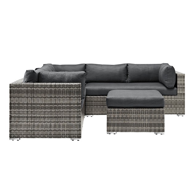 4pc Metal Multi shade Rattan Sectional Gray Saracina Home