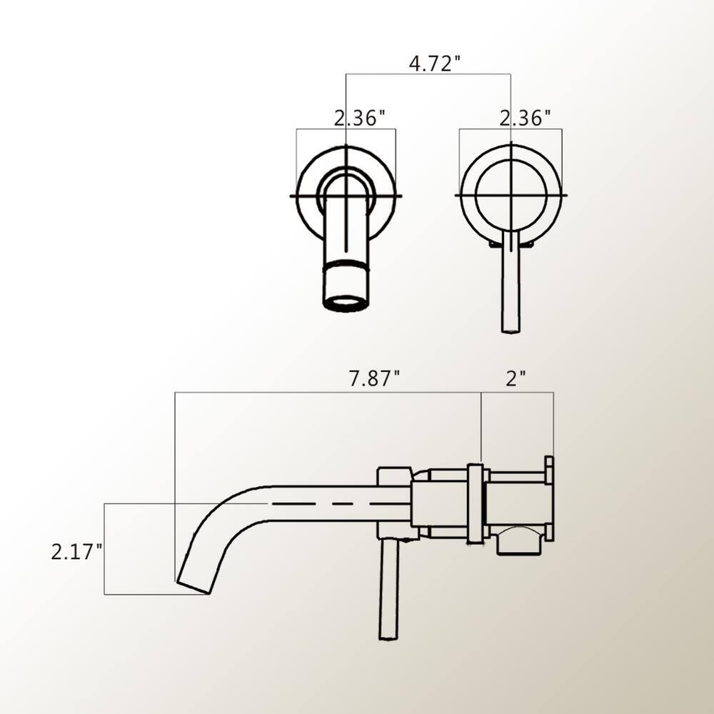 UPIKER Modern Single Handle Wall Mounted Bathroom Faucet with 2 Holes Brass Rough-in Valve in Brushed Gold UP2301SFG0002