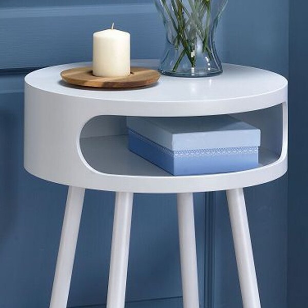 AOOLIVE Transitional Wooden End Table in White and Natural