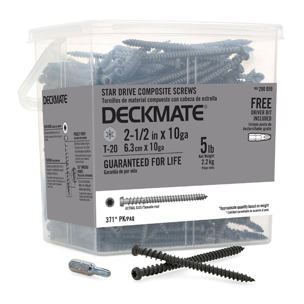 Deckmate #10 2-12 in. Star Pan-Head Composite Deck Screws 5 lbs.-Box (371-Piece) 115708