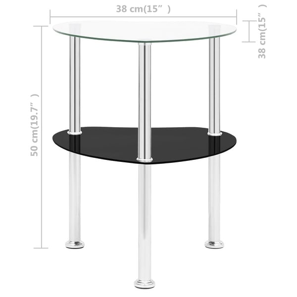 2-Tier Side Table Transparent and Black 15