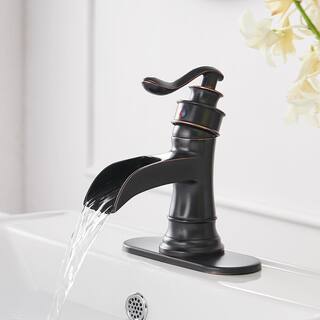 BWE Waterfall Bathroom Faucet Single-Handle Single Hole Sink Faucet Deck Mount Oil Rubbed Bronze Vanity Faucets A-96556-ORB