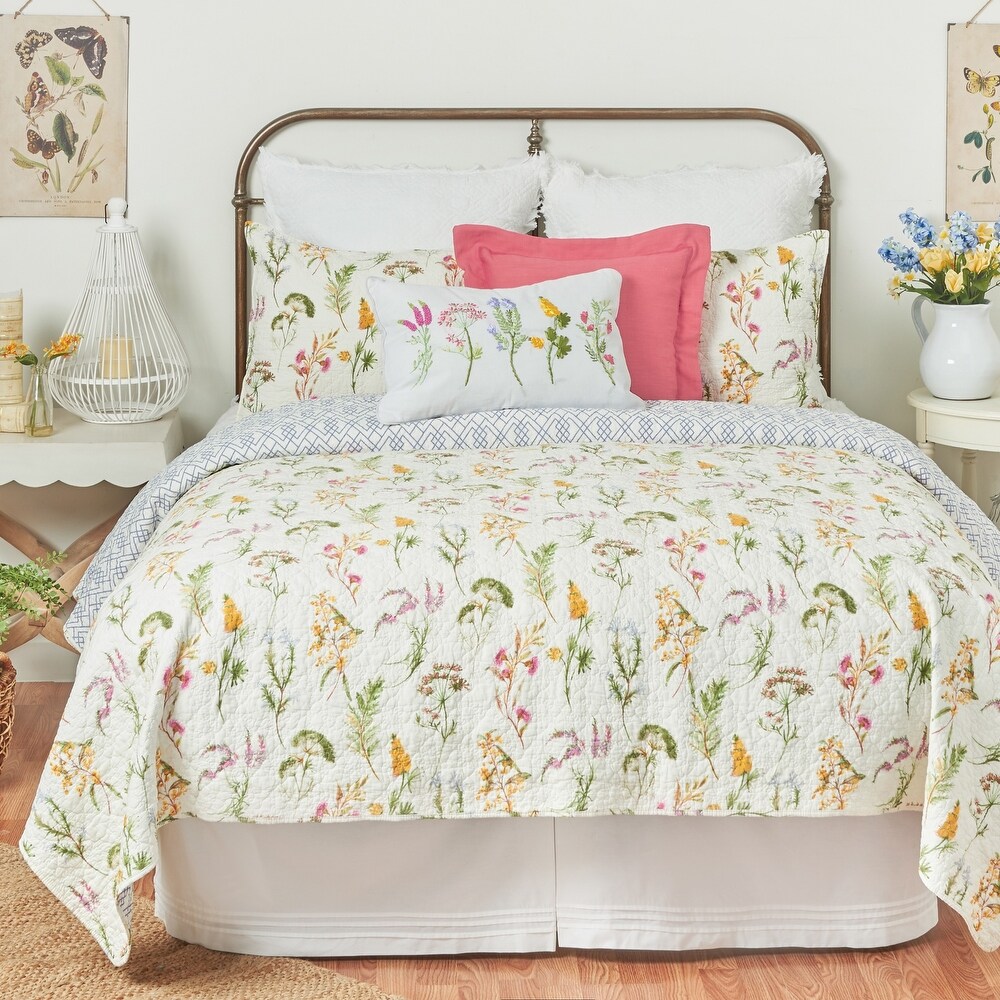 Genevieve Floral Botanical Twin Quilt Set