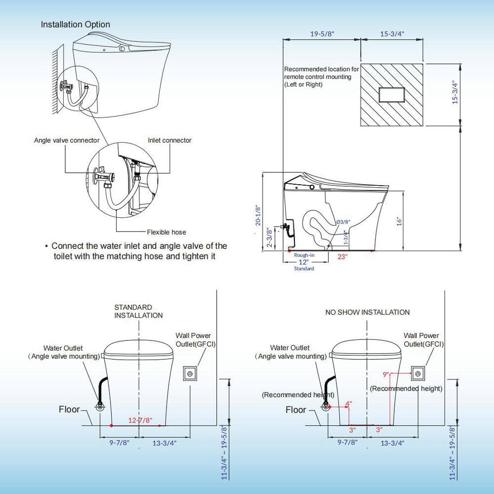 WOODBRIDGE Intelligent Comfort Height 1-Piece 1.1 GPF1.6 GPF Dual Flush Elongated Toilet in White Seat Included HT0062