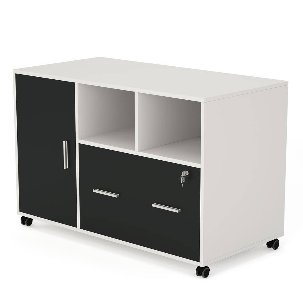 BYBLIGHT Atencio White Mobile File-Cabinet with Lock and Drawer BB-C0312XF