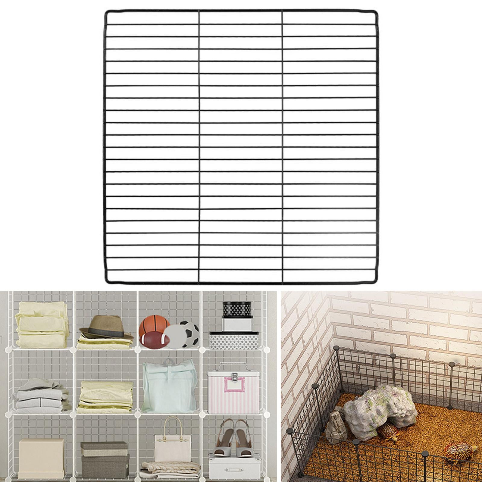 Pet Playpen Panel Cage Small Animals Expandable Puppy Iron Guinea Indoor dense black Grid