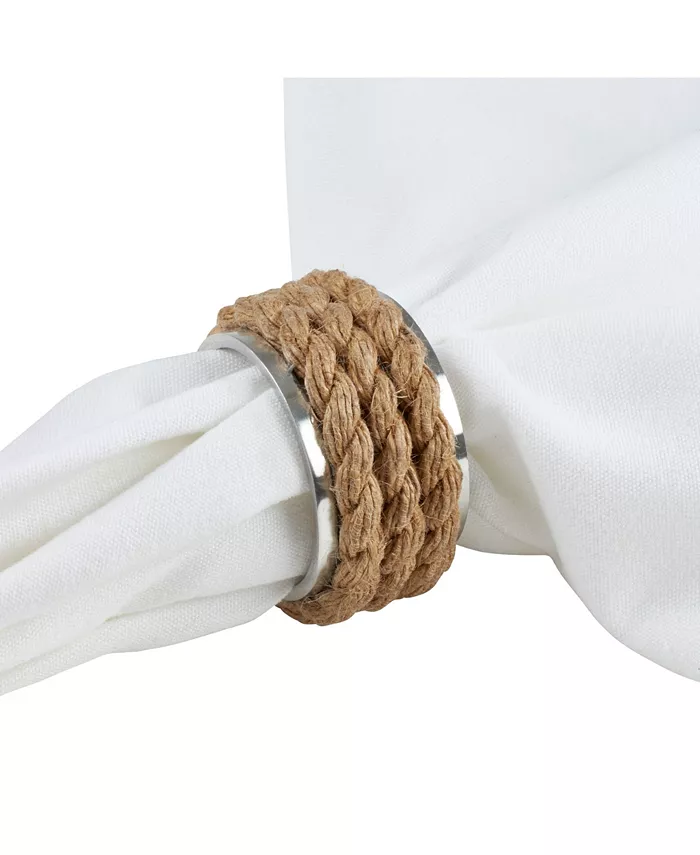 Saro Lifestyle Rope Design Aluminum Napkin Ring Set of 4