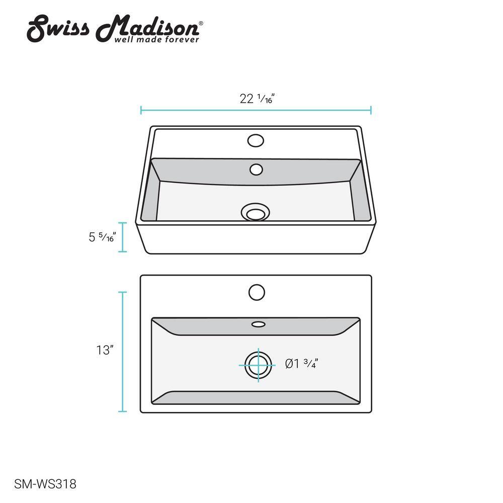 Swiss Madison Claire Ceramic Wall Hung Sink in White SM-WS318