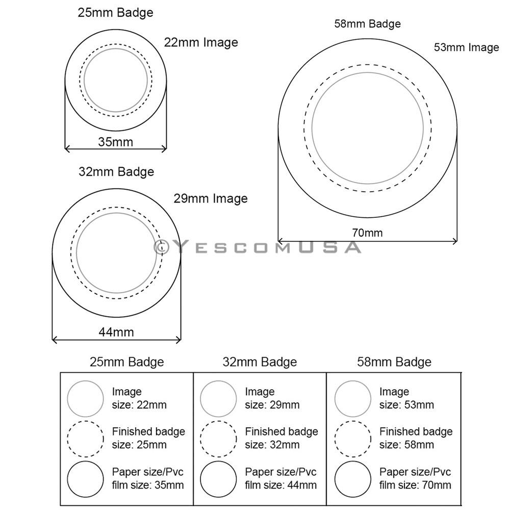 Yescom Badge Button Maker Pins for Backpacks 100 Parts